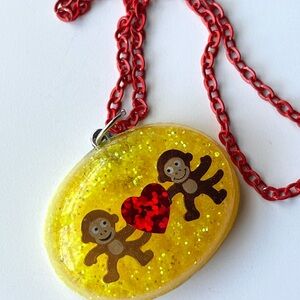 Resin Monkey Pendant Necklace